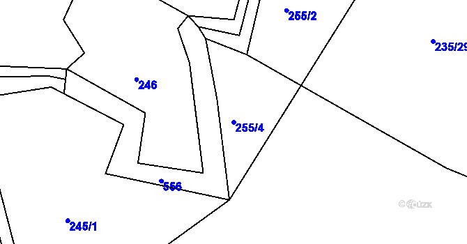 Parcela st. 255/4 v KÚ Bezděkov, Katastrální mapa