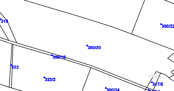 Parcela st. 300/20 v KÚ Bezděkov, Katastrální mapa