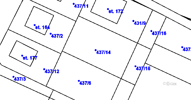 Parcela st. 437/14 v KÚ Bezděkov, Katastrální mapa