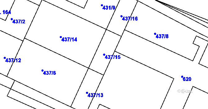 Parcela st. 437/15 v KÚ Bezděkov, Katastrální mapa