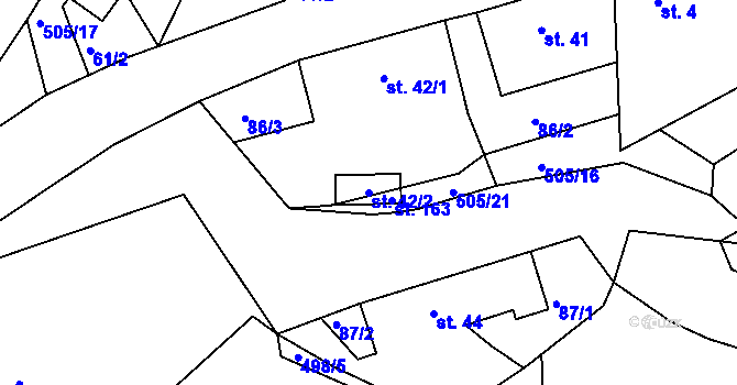 Parcela st. 42/2 v KÚ Bezděkov, Katastrální mapa
