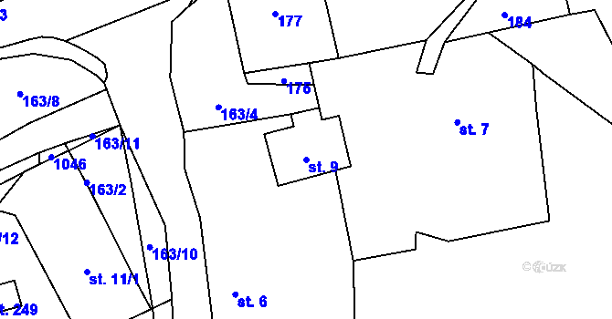 Parcela st. 9 v KÚ Bezděkov nad Metují, Katastrální mapa