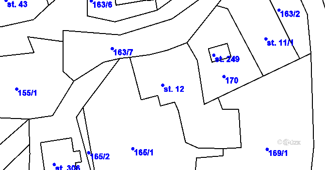 Parcela st. 12 v KÚ Bezděkov nad Metují, Katastrální mapa