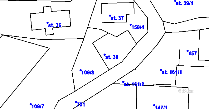 Parcela st. 38 v KÚ Bezděkov nad Metují, Katastrální mapa
