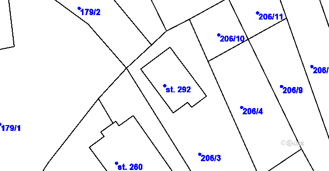 Parcela st. 292 v KÚ Bezděkov nad Metují, Katastrální mapa