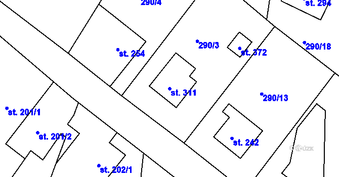 Parcela st. 311 v KÚ Bezděkov nad Metují, Katastrální mapa