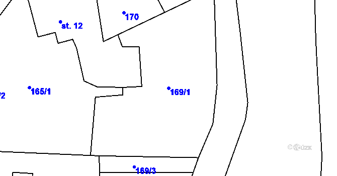 Parcela st. 169/1 v KÚ Bezděkov nad Metují, Katastrální mapa