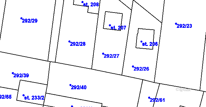 Parcela st. 292/27 v KÚ Bezděkov nad Metují, Katastrální mapa