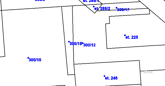 Parcela st. 300/12 v KÚ Bezděkov nad Metují, Katastrální mapa