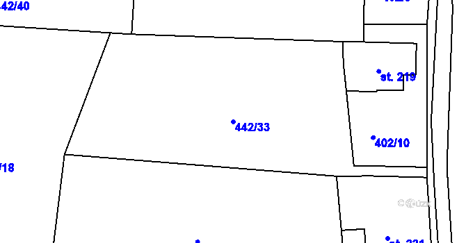 Parcela st. 442/33 v KÚ Bezděkov nad Metují, Katastrální mapa