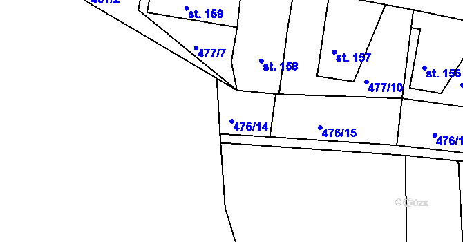 Parcela st. 476/14 v KÚ Bezděkov nad Metují, Katastrální mapa