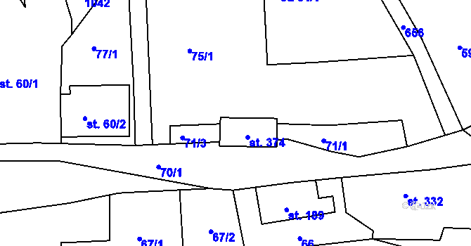 Parcela st. 75/4 v KÚ Bezděkov nad Metují, Katastrální mapa
