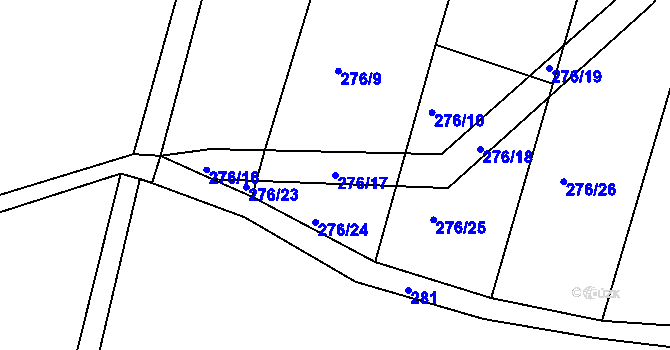 Parcela st. 276/17 v KÚ Bezděkov nad Metují, Katastrální mapa
