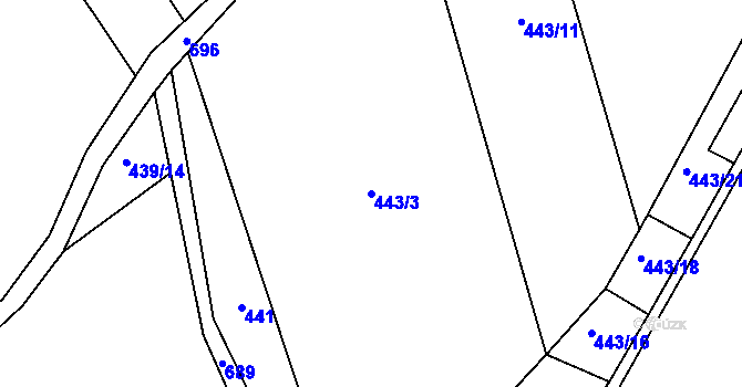 Parcela st. 443/3 v KÚ Bezděkov nad Metují, Katastrální mapa