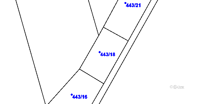 Parcela st. 443/18 v KÚ Bezděkov nad Metují, Katastrální mapa