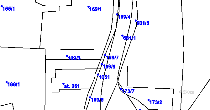 Parcela st. 169/7 v KÚ Bezděkov nad Metují, Katastrální mapa
