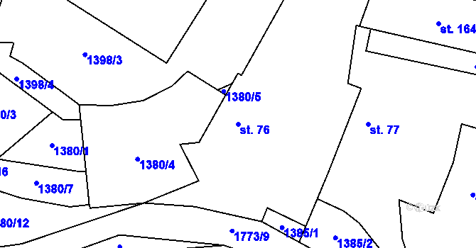 Parcela st. 76 v KÚ Bezděkov pod Třemšínem, Katastrální mapa