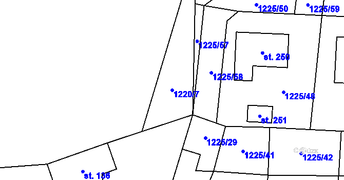 Parcela st. 1220/7 v KÚ Bezděkov pod Třemšínem, Katastrální mapa