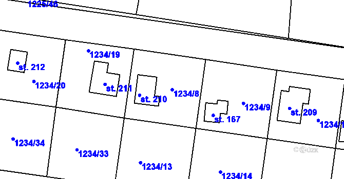 Parcela st. 1234/8 v KÚ Bezděkov pod Třemšínem, Katastrální mapa