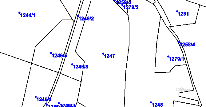 Parcela st. 1247 v KÚ Bezděkov pod Třemšínem, Katastrální mapa