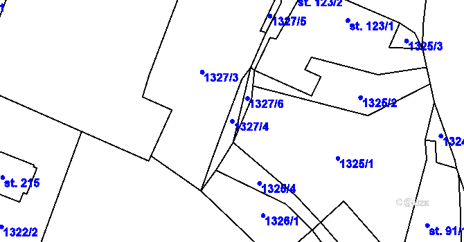 Parcela st. 1327/4 v KÚ Bezděkov pod Třemšínem, Katastrální mapa