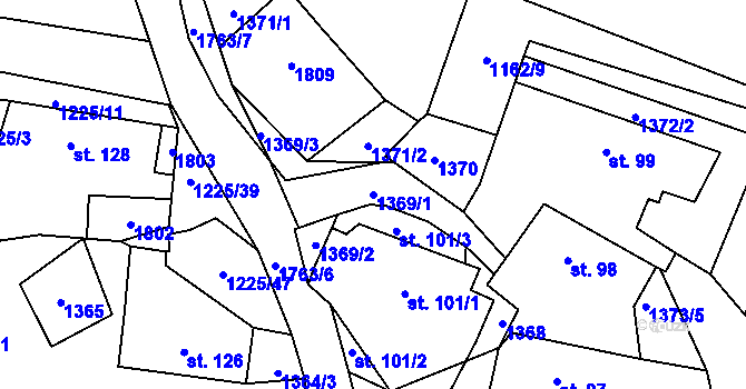 Parcela st. 1369/1 v KÚ Bezděkov pod Třemšínem, Katastrální mapa