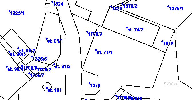 Parcela st. 74/1 v KÚ Bezděkov pod Třemšínem, Katastrální mapa