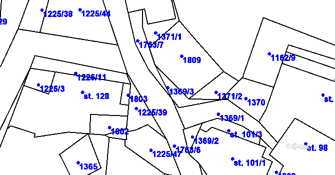 Parcela st. 1369/3 v KÚ Bezděkov pod Třemšínem, Katastrální mapa