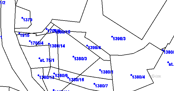 Parcela st. 1398/4 v KÚ Bezděkov pod Třemšínem, Katastrální mapa
