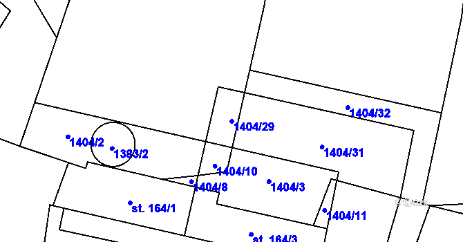 Parcela st. 1404/29 v KÚ Bezděkov pod Třemšínem, Katastrální mapa