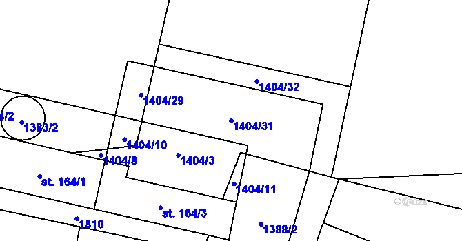 Parcela st. 1404/31 v KÚ Bezděkov pod Třemšínem, Katastrální mapa