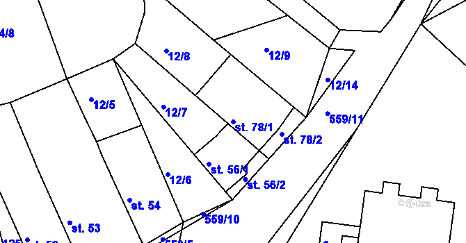 Parcela st. 78/1 v KÚ Vševily, Katastrální mapa