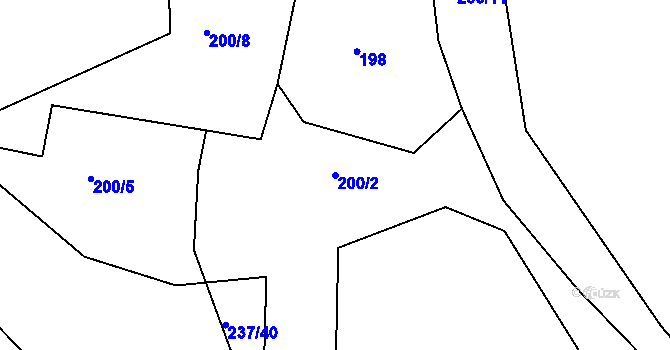 Parcela st. 200/2 v KÚ Vševily, Katastrální mapa