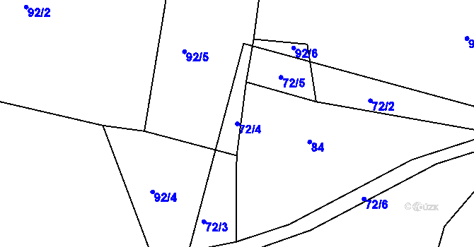 Parcela st. 72/4 v KÚ Vševily, Katastrální mapa