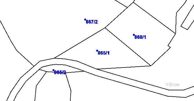 Parcela st. 865/1 v KÚ Těchnice, Katastrální mapa