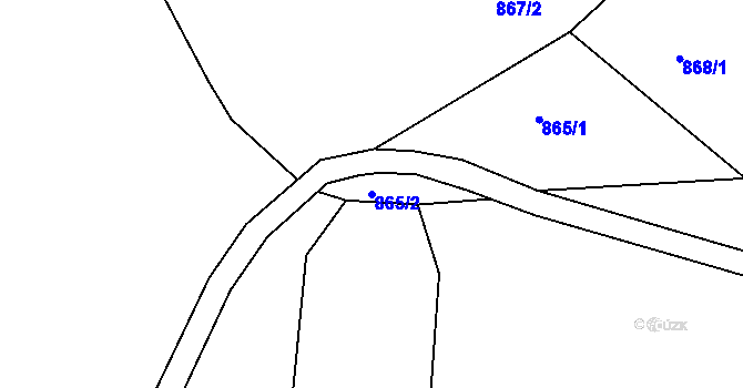 Parcela st. 865/2 v KÚ Těchnice, Katastrální mapa