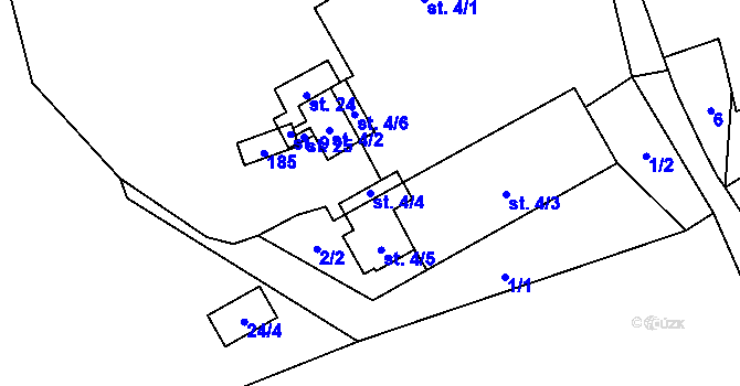 Parcela st. 4/4 v KÚ Malochyně, Katastrální mapa