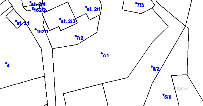 Parcela st. 7/1 v KÚ Malochyně, Katastrální mapa