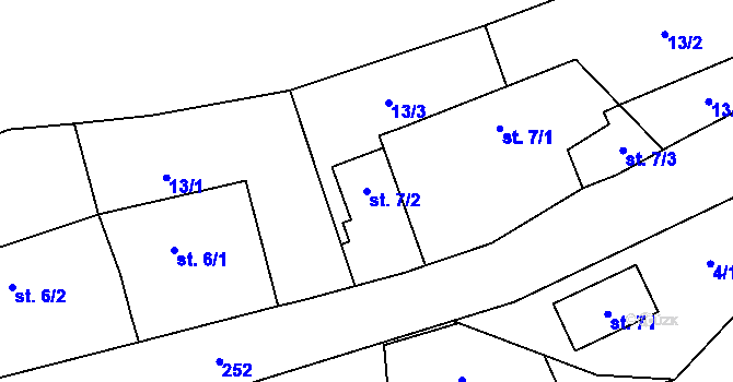 Parcela st. 7/2 v KÚ Sloupno u Chotěboře, Katastrální mapa