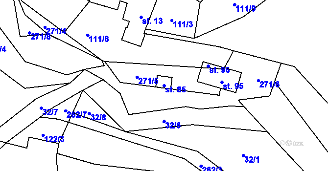 Parcela st. 85 v KÚ Sloupno u Chotěboře, Katastrální mapa