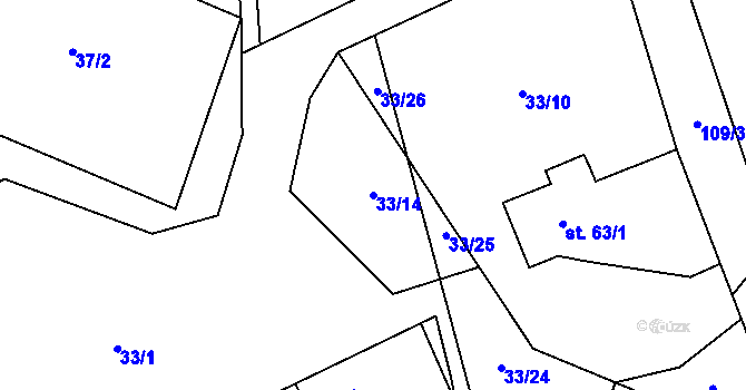 Parcela st. 33/14 v KÚ Sloupno u Chotěboře, Katastrální mapa
