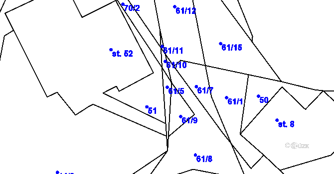 Parcela st. 61/5 v KÚ Sloupno u Chotěboře, Katastrální mapa
