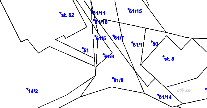 Parcela st. 61/9 v KÚ Sloupno u Chotěboře, Katastrální mapa