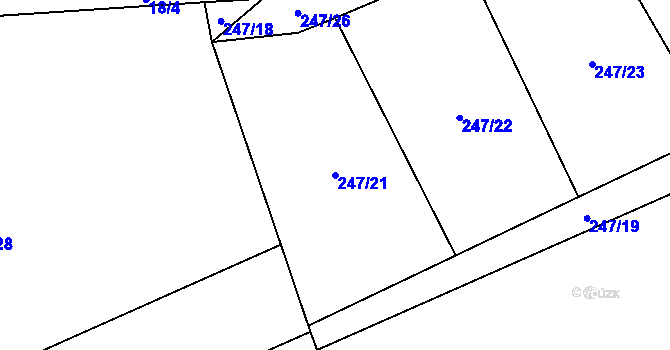 Parcela st. 247/21 v KÚ Sloupno u Chotěboře, Katastrální mapa