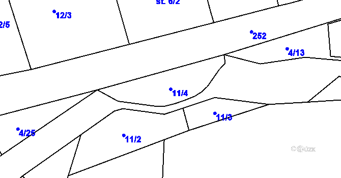 Parcela st. 11/4 v KÚ Sloupno u Chotěboře, Katastrální mapa