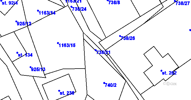 Parcela st. 738/21 v KÚ Bezděz, Katastrální mapa