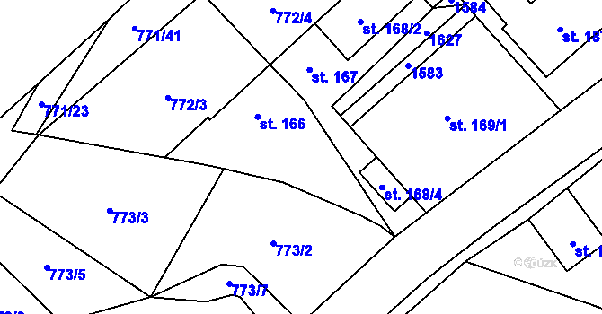 Parcela st. 168/1 v KÚ Bezdružice, Katastrální mapa