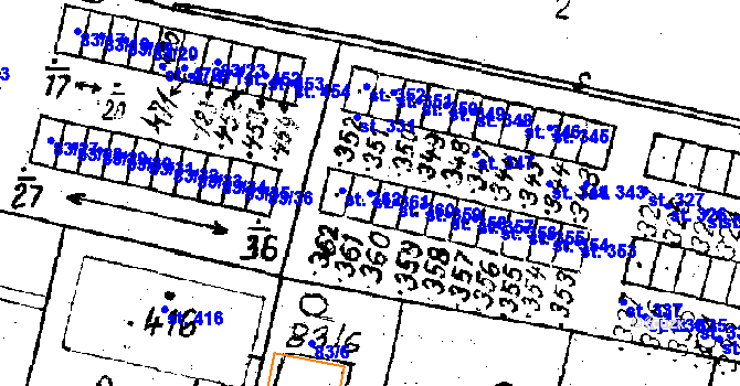 Parcela st. 361 v KÚ Bezdružice, Katastrální mapa