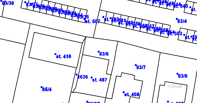 Parcela st. 83/6 v KÚ Bezdružice, Katastrální mapa