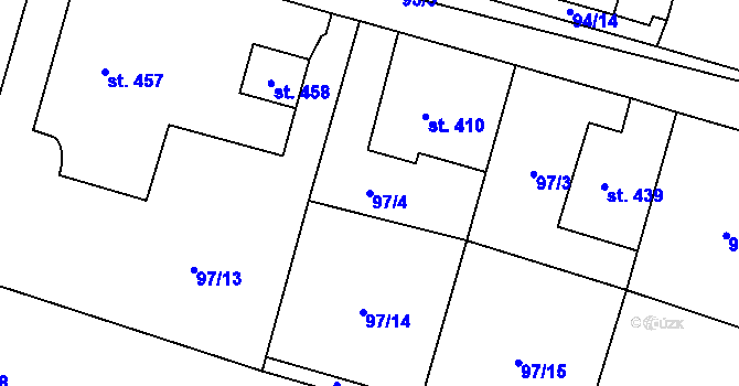 Parcela st. 97/4 v KÚ Bezdružice, Katastrální mapa